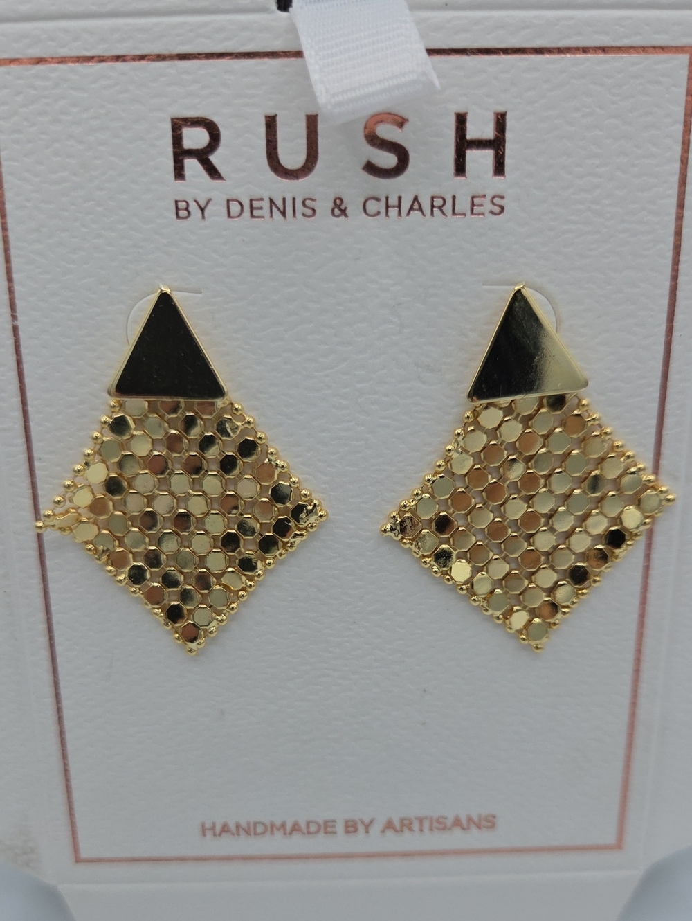 5 for $25! RUSH by Denis & Charles Gold Tone Honeycomb Drop Earrings